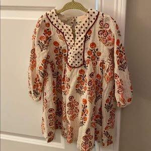 Pink chicken red floral dress